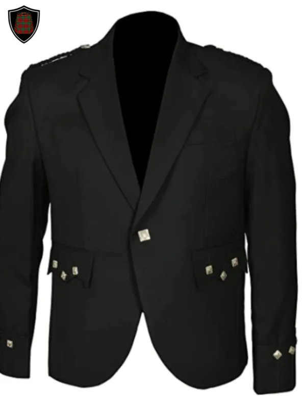 black argyle jacket and vest