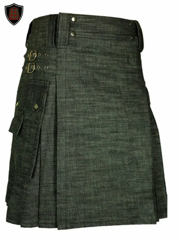 black denim kilt