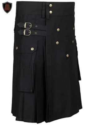 black utility kilt for men product image 2