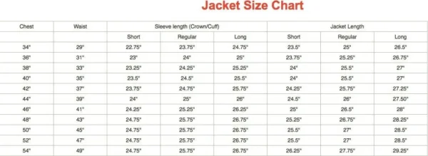 prince charlie jacket - sizing