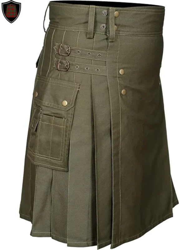 olive green utility kilt