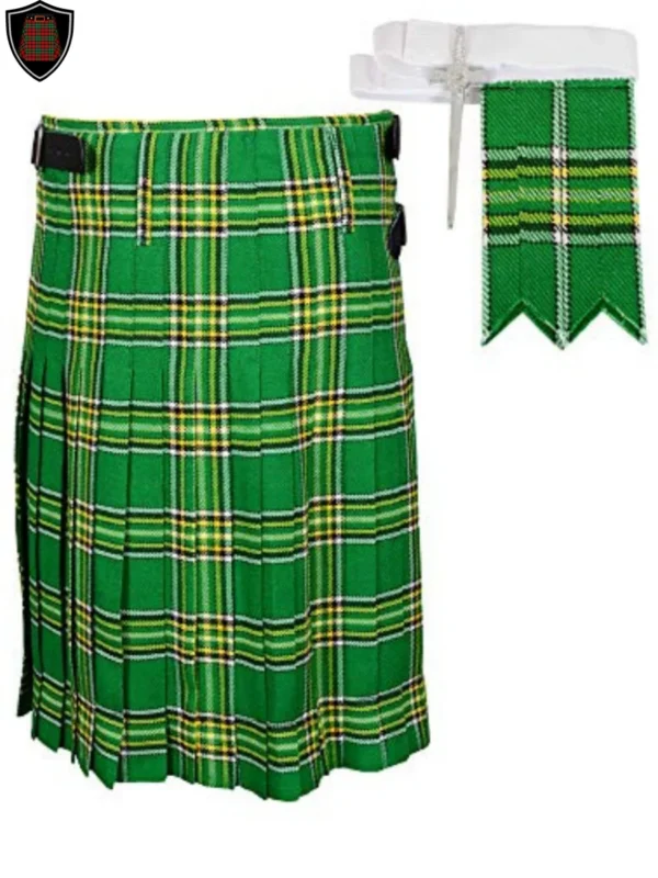 irish tartan kilt with free kilt flashes and pin