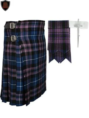 pride of scotland tartan kilt with free kilt pin and flashes