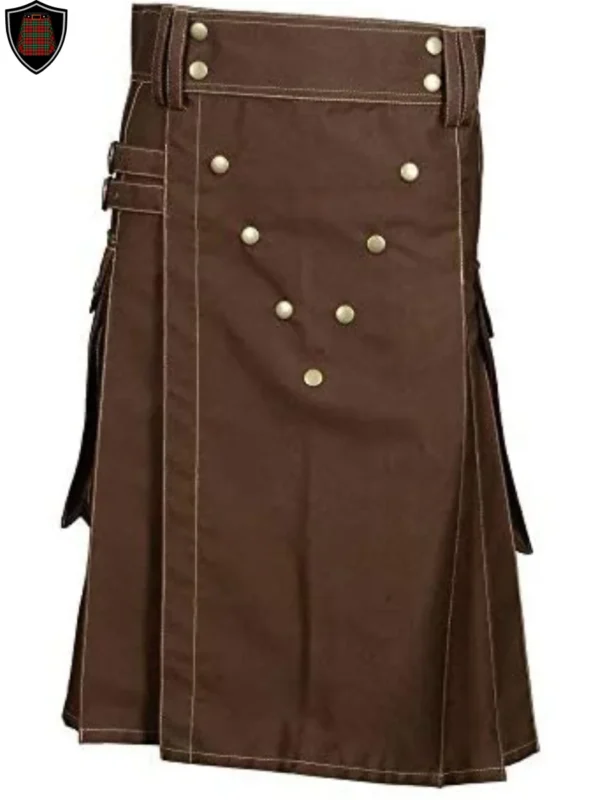 brown cotton utility kilt