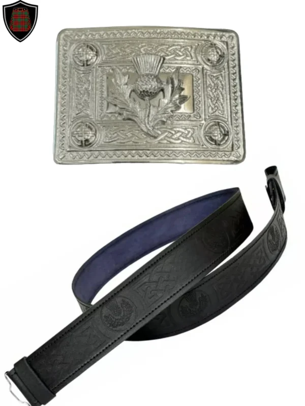 kilt leather belt with buckle