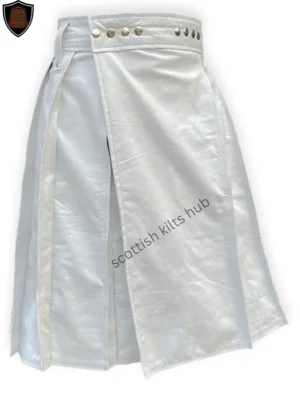 Handmade White Leather Utility Kilt For Men By Scottish Kilts Hub