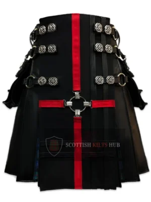 Red Cross Black Leather Gothic Kilt