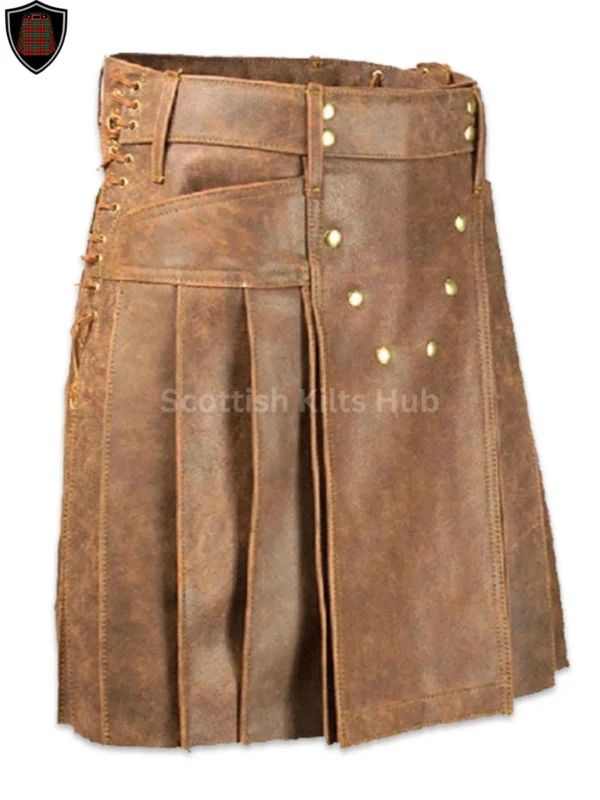 Brown Leather Utility Kilt For Men By Scottish Kilts Hub