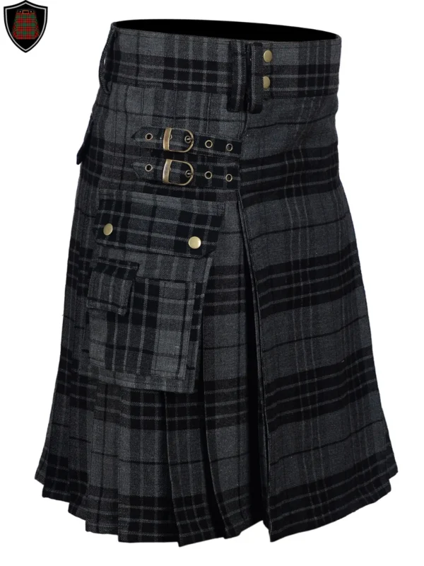 Handmade Premium Quality Grey Watch Tartan Utility Kilt For Men