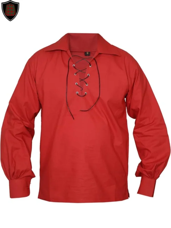 Premium Quality Handmade Red Jacobite Ghillie Shirt For Men