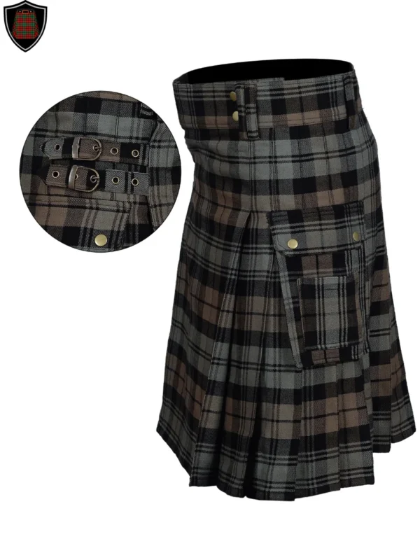 Handmade Premium Quality Black Watch Weathered Tartan Utility Kilt For Men Customizable