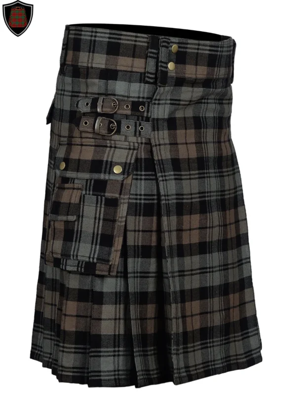 Handmade Premium Quality Black Watch Weathered Tartan Utility Kilt For Men Customizable