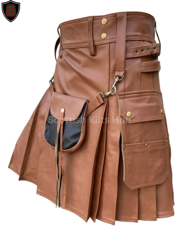 Brown Leather Kilt For Men By Scottish Kilts Hub