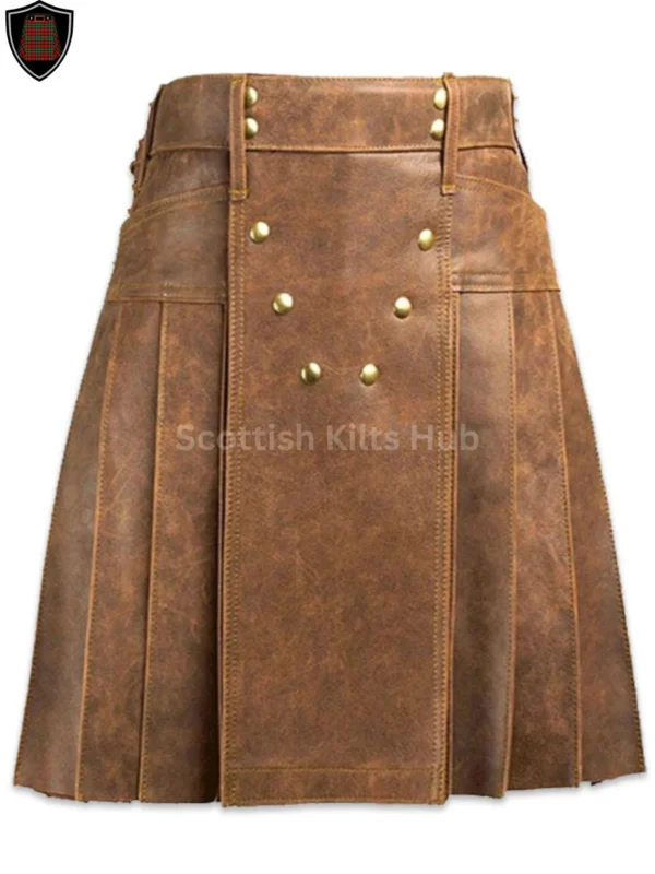 Brown Leather Utility Kilt For Men By Scottish Kilts Hub