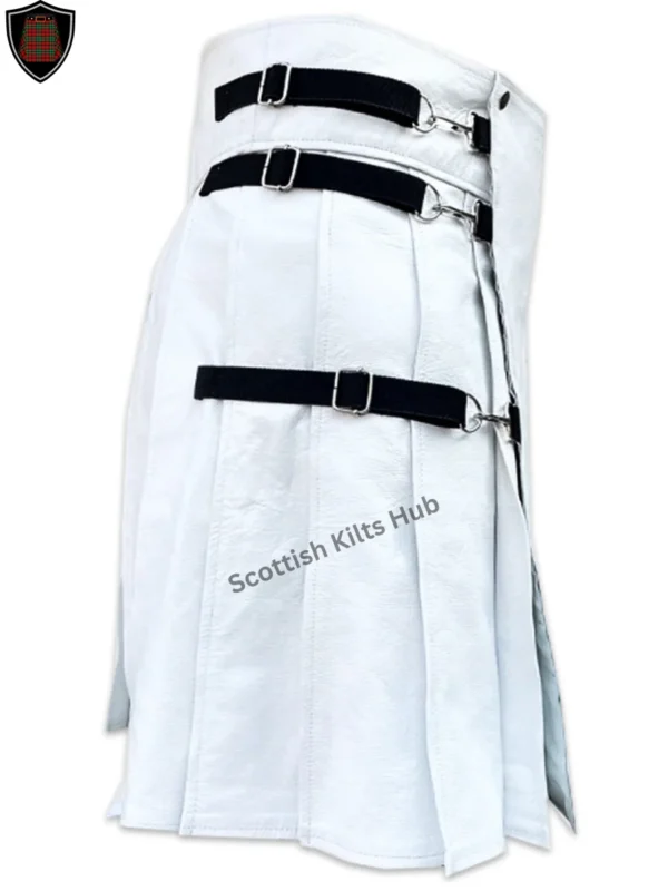 Handmade White Leather Kilt for Men by Scottish Kilts Hub