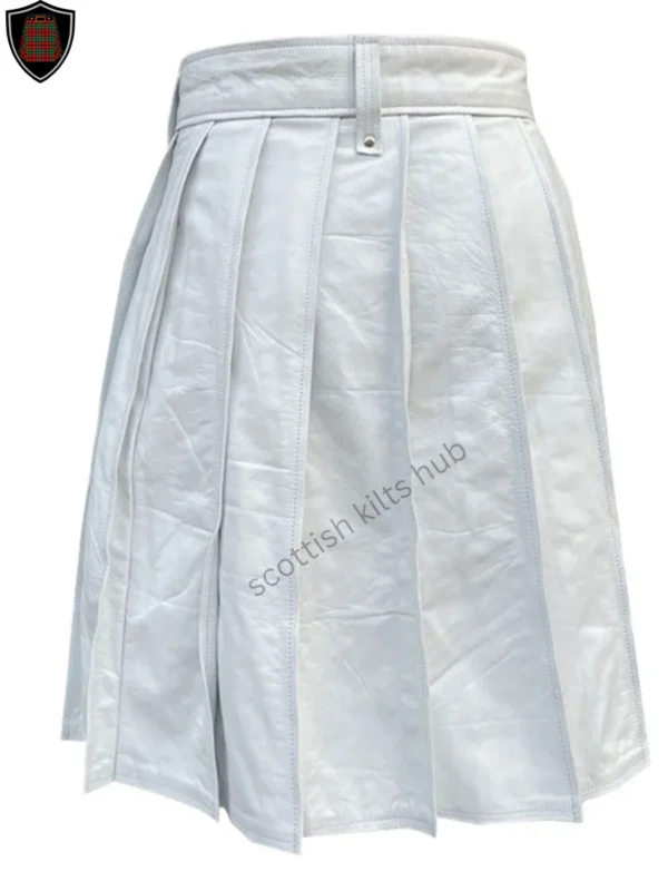 Handmade White Leather Utility Kilt For Men By Scottish Kilts Hub