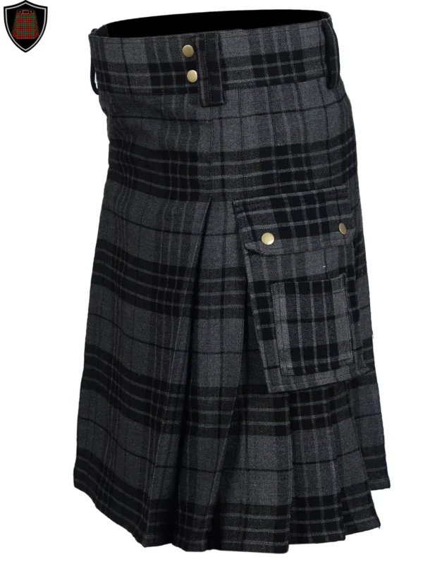 Handmade Premium Quality Grey Watch Tartan Utility Kilt For Men