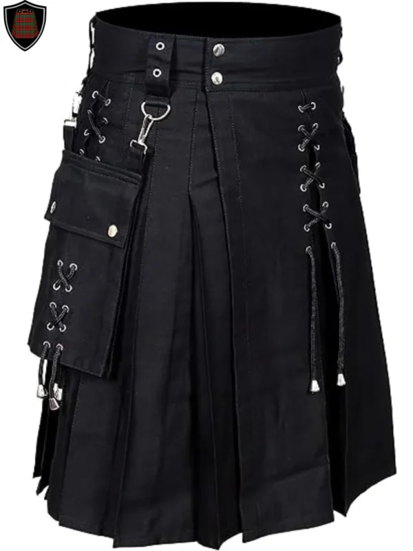 black kilt for men with black laces