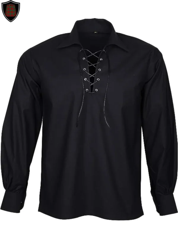 Premium Quality Handmade Black Jacobite Ghillie Shirt For Men