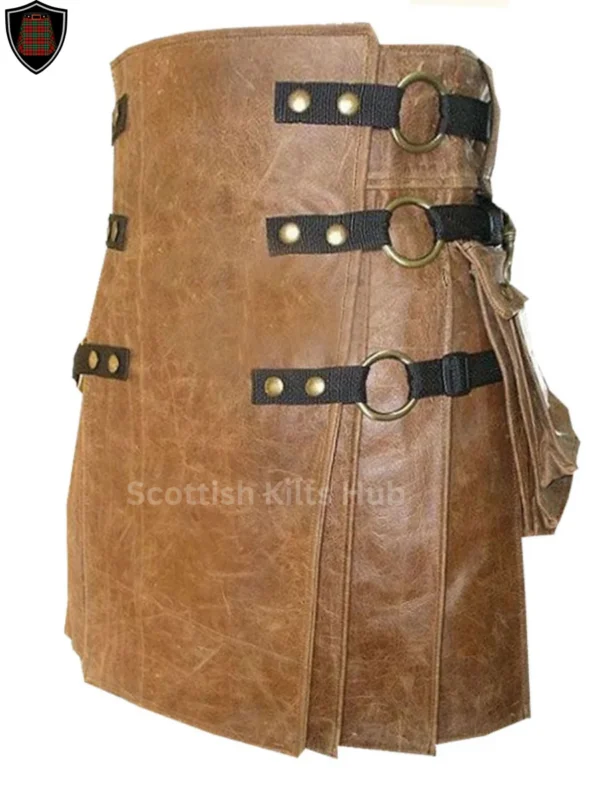 Brown Leather Gothic Kilt For Men By Scottish Kilts Hub