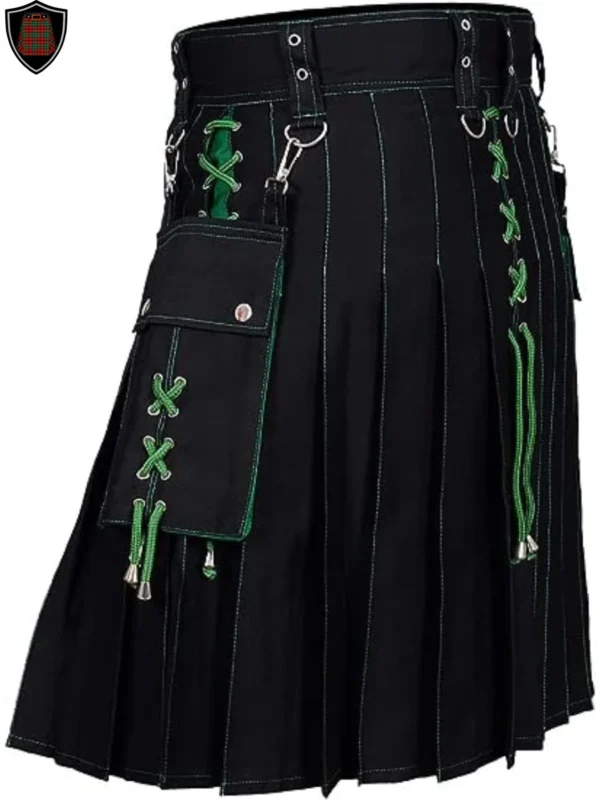 Handmade Premium Quality Black and Green Hybrid Kilt For Men Customizable