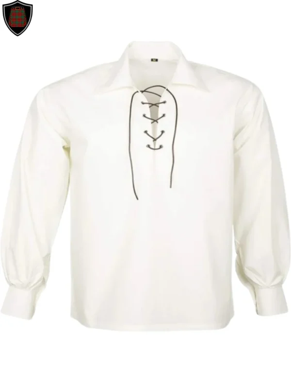 Premium Quality Handmade Off-White Jacobite Ghillie Shirt For Men