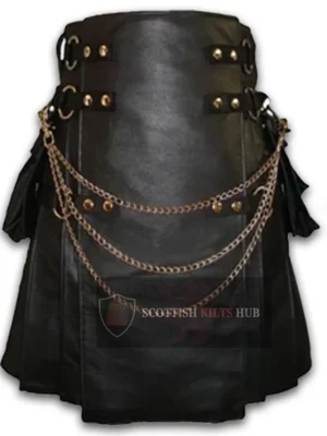 interchangeable black leather kilt