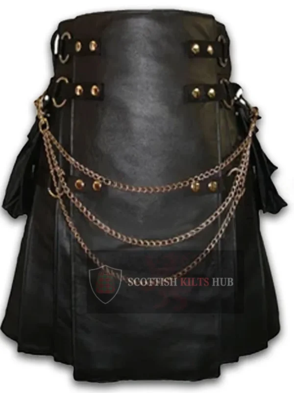 interchangeable black leather kilt