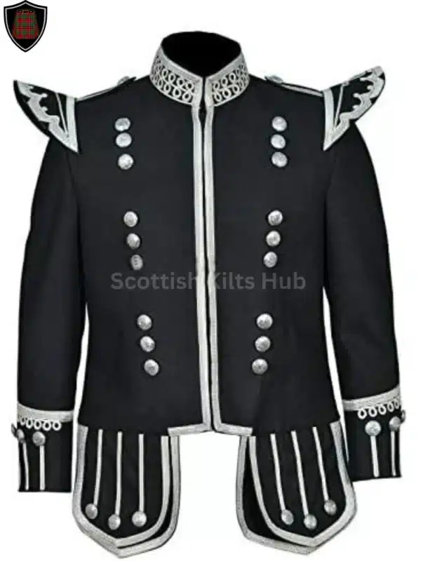 Handmade Black Military Doublet Jacket - Pipers Military Drummer Doublet Jacket