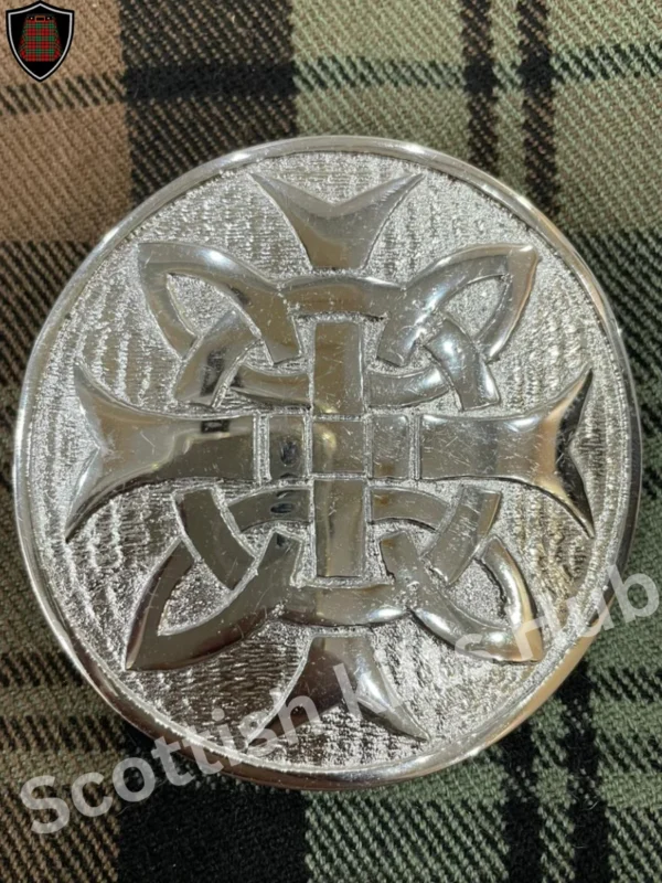 Celtic Knot Cross Round Kilt Buckle For Kilt Belt