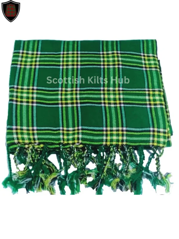  Irish Green Tartan Fly Plaid - Premium Wool, Traditional Scottish Design