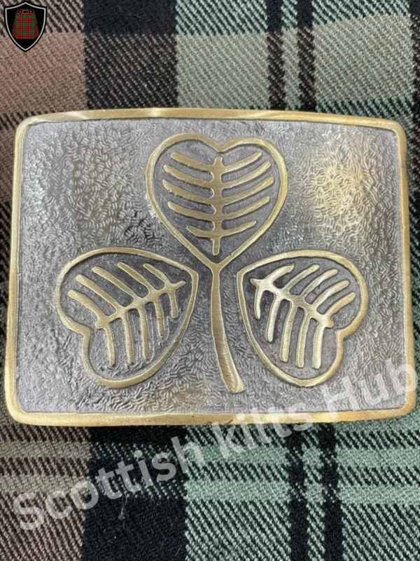 Shamrock Leaf Kilt Buckle Antique Finished For Kilt Belt