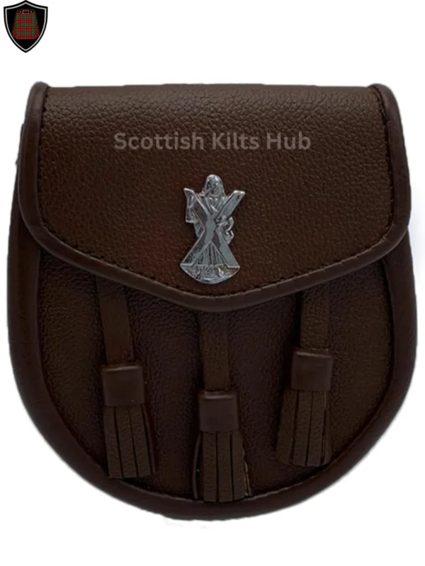 Saint Andrew Brown Leather Sporran For Kilts | Semi Dress Sporran for Kilt