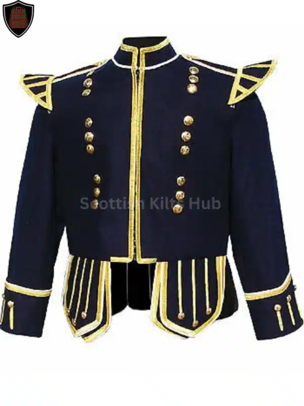 Handmade Black Doublet Jacket - Pipers Military Drummer Doublet Jacket