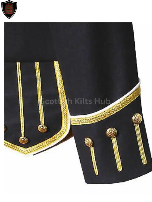 Handmade Black Doublet Jacket - Pipers Military Drummer Doublet Jacket