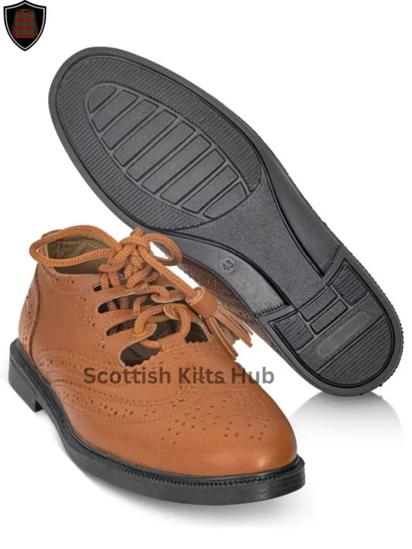 Handmade Genuine Leather Brown Ghillie Brogues | Kilt Shoes