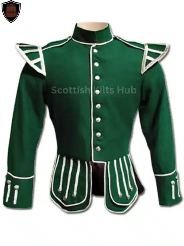 Handmade Green Military Doublet Jacket - Pipers Military Drummer Doublet Jacket