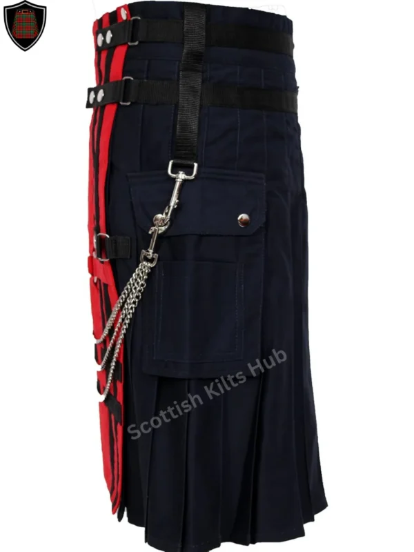 Handmade Red And Black Gothic Kilt With Chains for Men by Scottish Kilts Hub