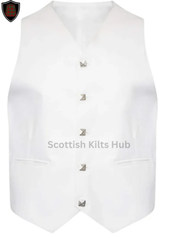 White Argyle Kilt Jacket With 5 Button Vest