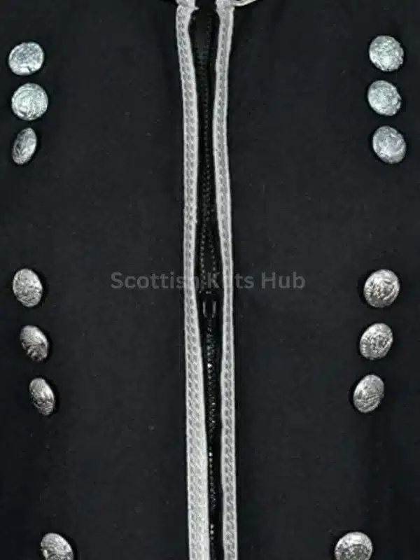 Handmade Black Military Doublet Jacket - Pipers Military Drummer Doublet Jacket