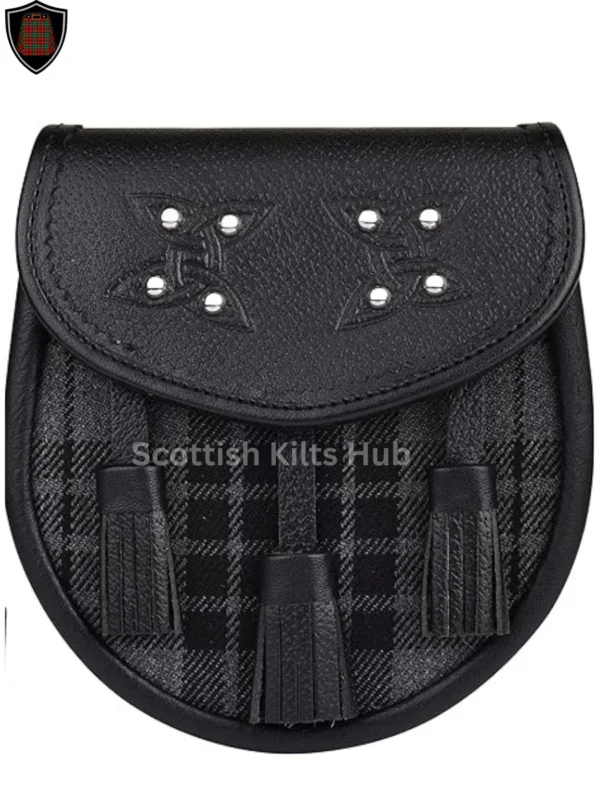 Premium Quality Handmade Grey Watch Tartan Sporran For Kilts