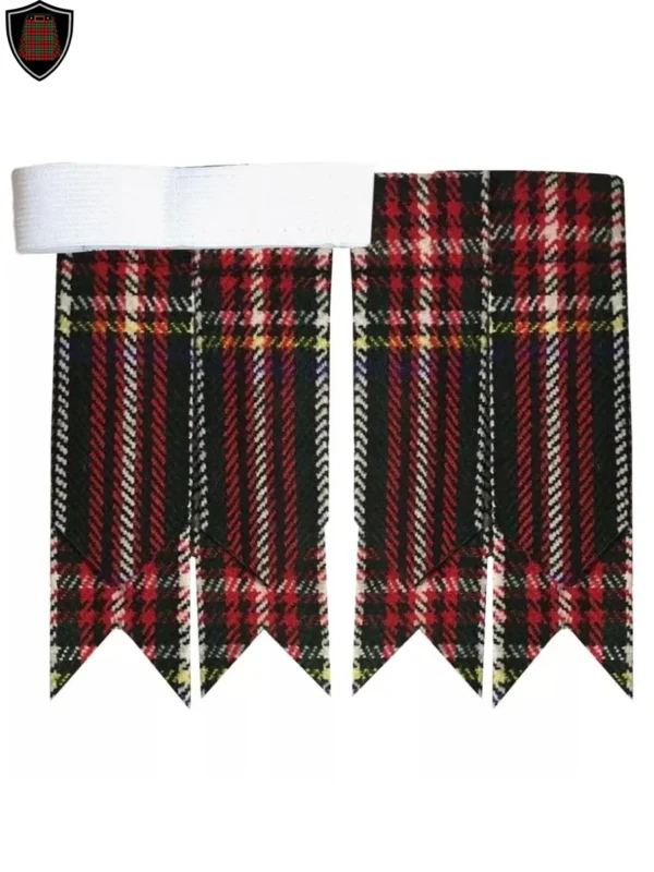 Premium Quality Handmade Black Stewart Tartan Kilt Flashes