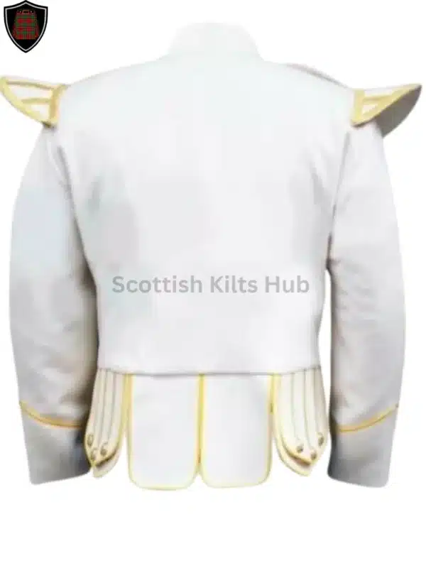 Handmade White Military Doublet Jacket - Pipers Military Drummer Doublet Jacket