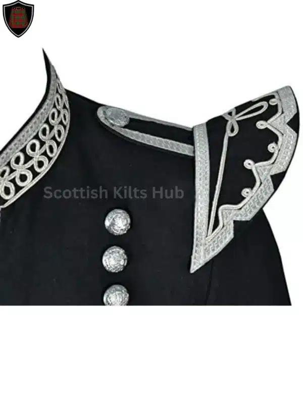 Handmade Black Military Doublet Jacket - Pipers Military Drummer Doublet Jacket