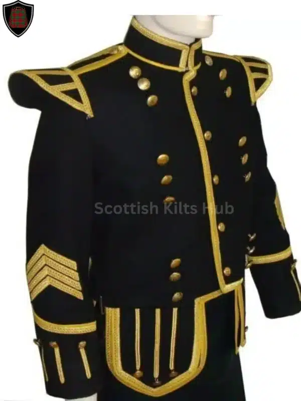 Handmade Black Military Doublet - Pipers Military Drummer Doublet Jacket