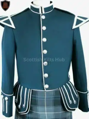 Handmade Teal Blue Military Doublet Jacket - Pipers Military Drummer Doublet Jacket