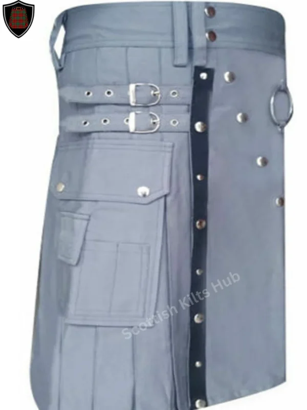 Handmade Grey Gothic Utility Kilt for Men by Scottish Kilts Hub