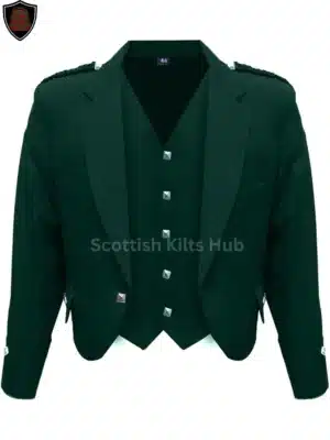 Green Argyle Kilt Jacket With 5 Button Vest