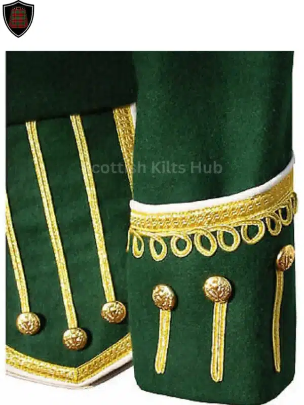 Handmade Green Drummer Doublet Jacket - Pipers Military Drummer Doublet Jacket