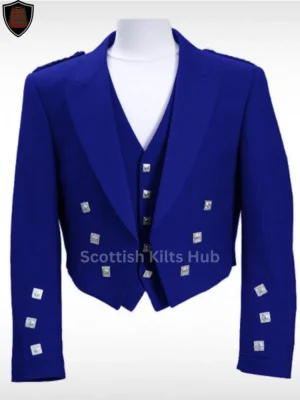 Blue Prince Charlie Kilt Jacket With Vest - Handmade Scottish Wedding Jackets For Men By Scottish Kilts Hub